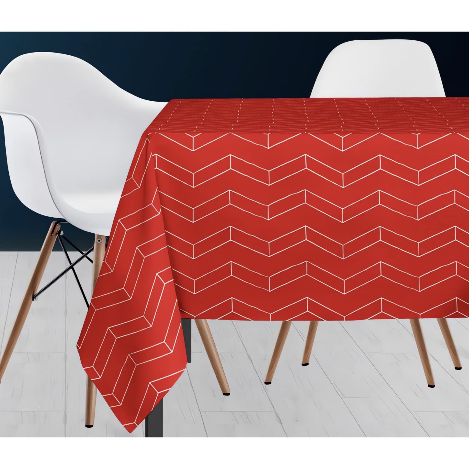 Soleil d'ocre Space Tablecloth, Polyester, Red, 140 x 300 cm