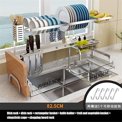 Nfudishpu Über der Spüle Dish Wäscheständer, verstellbare Abtropffläche