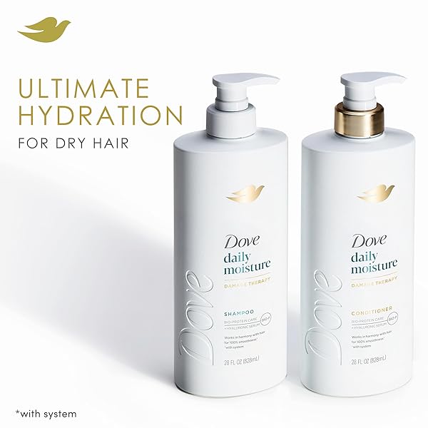 DOVE DAMAGE THERAPY SHAMPOO DAILY MOISTURE FOR DRY HAIR WITH BIO-PROTEIN CARE TECHNOLOGY AND HYALURONIC SERUM 28 FL OZ