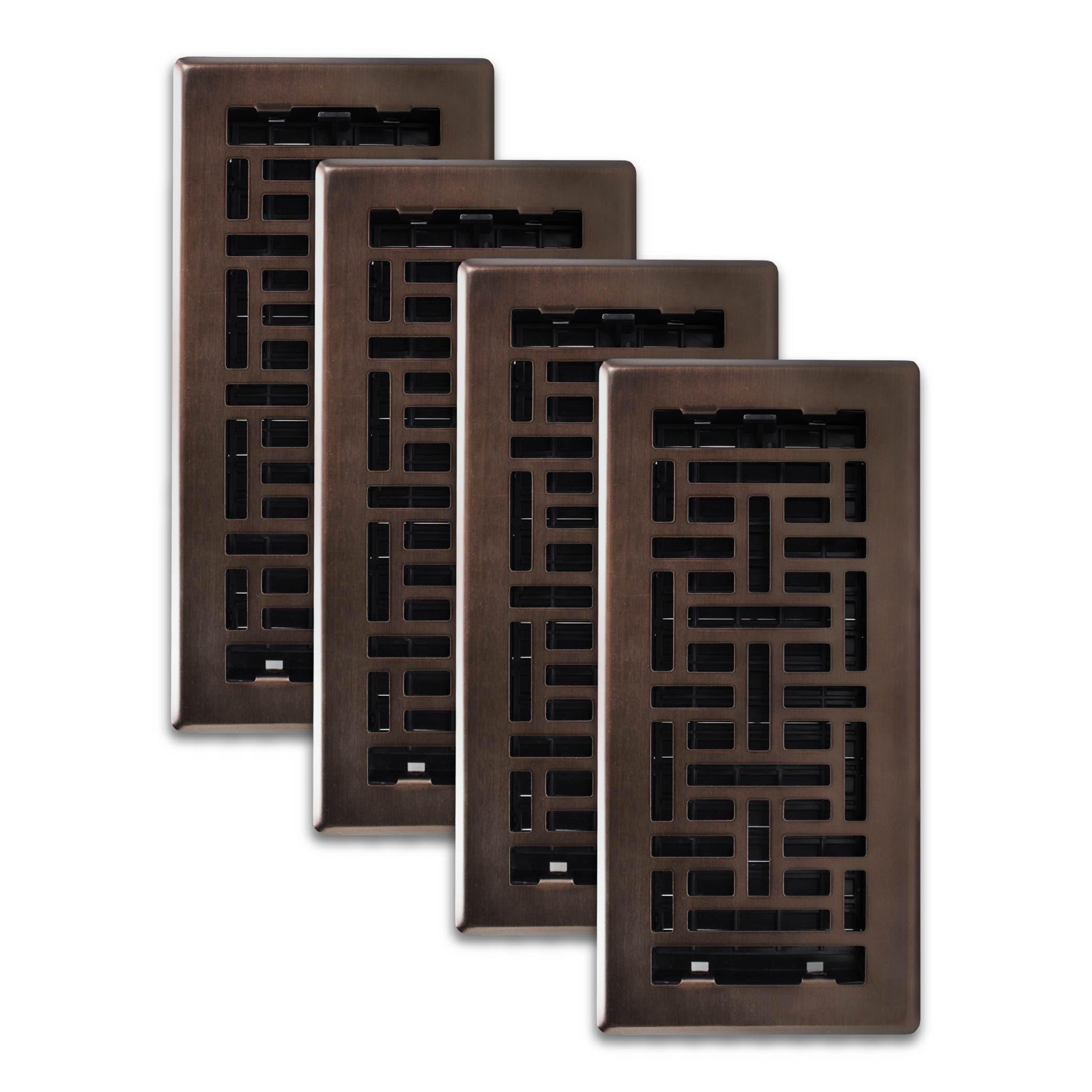 Photo 1 of Decor Grates (4-Pack) AJH410-RB Oriental Floor Register, 4x10 Inches, Rubbed Bronze Finish