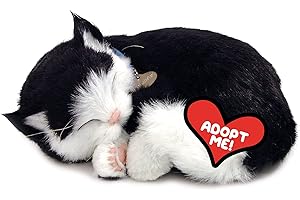 88 UNLIMITED Original Petzzz Black and White Shorthair Kitten, Realistic, Lifelike Stuffed Interactive Pet Toy, Breathing Pets, Companion Pet Cat with 100% Handcrafted Synthetic Fur – Perfect Petzzz