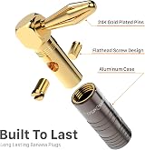FosPower Right Angle Banana Plugs 6 Pairs 12 pcs 24K Gold Plated view 5