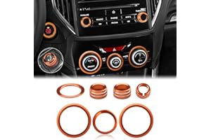 Auovo Radio Knob Cover for Subaru Crosstrek Accessories 2018-2023 / Impreza 2017-2023/ Forester 2019-2024 AC Knob Outer Ring Air Conditioner Volume Tune Knob Trim 7pcs (Sun Orange, A)