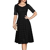 Dressystar Women's Short Sleeve Lace Wedding Guest Dress V Neck A Line Formal Cocktail Evening Party Dresses 2025