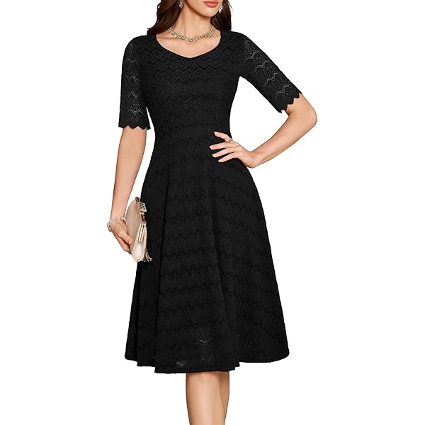 Amazon.com: Marycrafts Women's Fit Flare Tea Midi Dress for Office Business  Work 0 Abstract Geometric : Clothing, Shoes & Jewelry