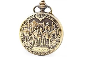DerMacht Pocket Watch with Chain Deer Reindeer Woodland/Cowboys/US Flag/Alicce Party/Wolf Birthday Christmas Gifts