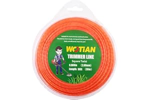 WOTIAN 080 Square Twisted Trimmer line 0.080-Inches Weed Eater String 98-Foot Square Twist Weed Wacker String of Nylon Compatible with Stihl Echo Universal Grass Cordless Electric Trimmer,Orange