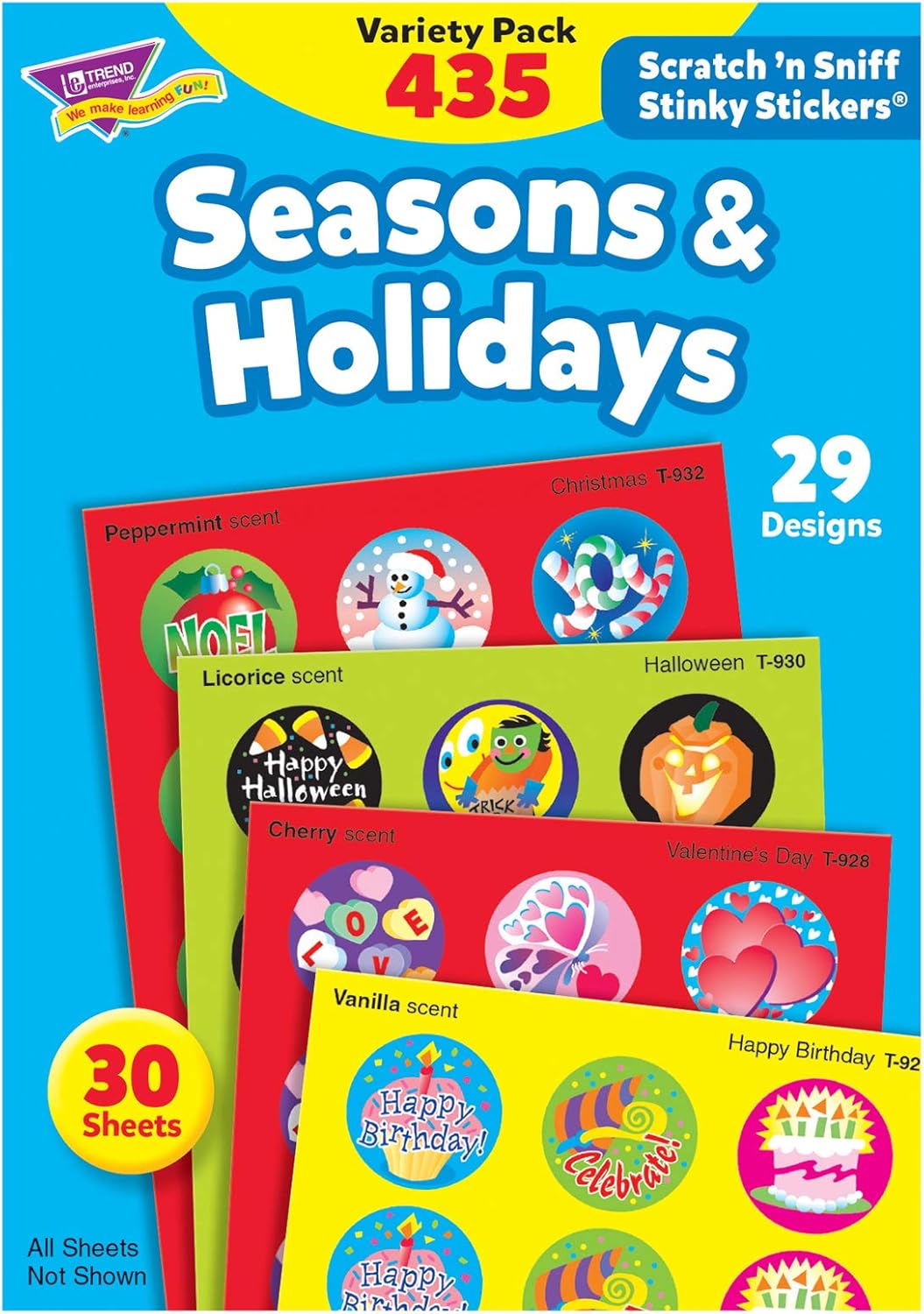 Trend T580 Stinky Stickers Variety Pack, Seasons/Holidays (Pack of 435)