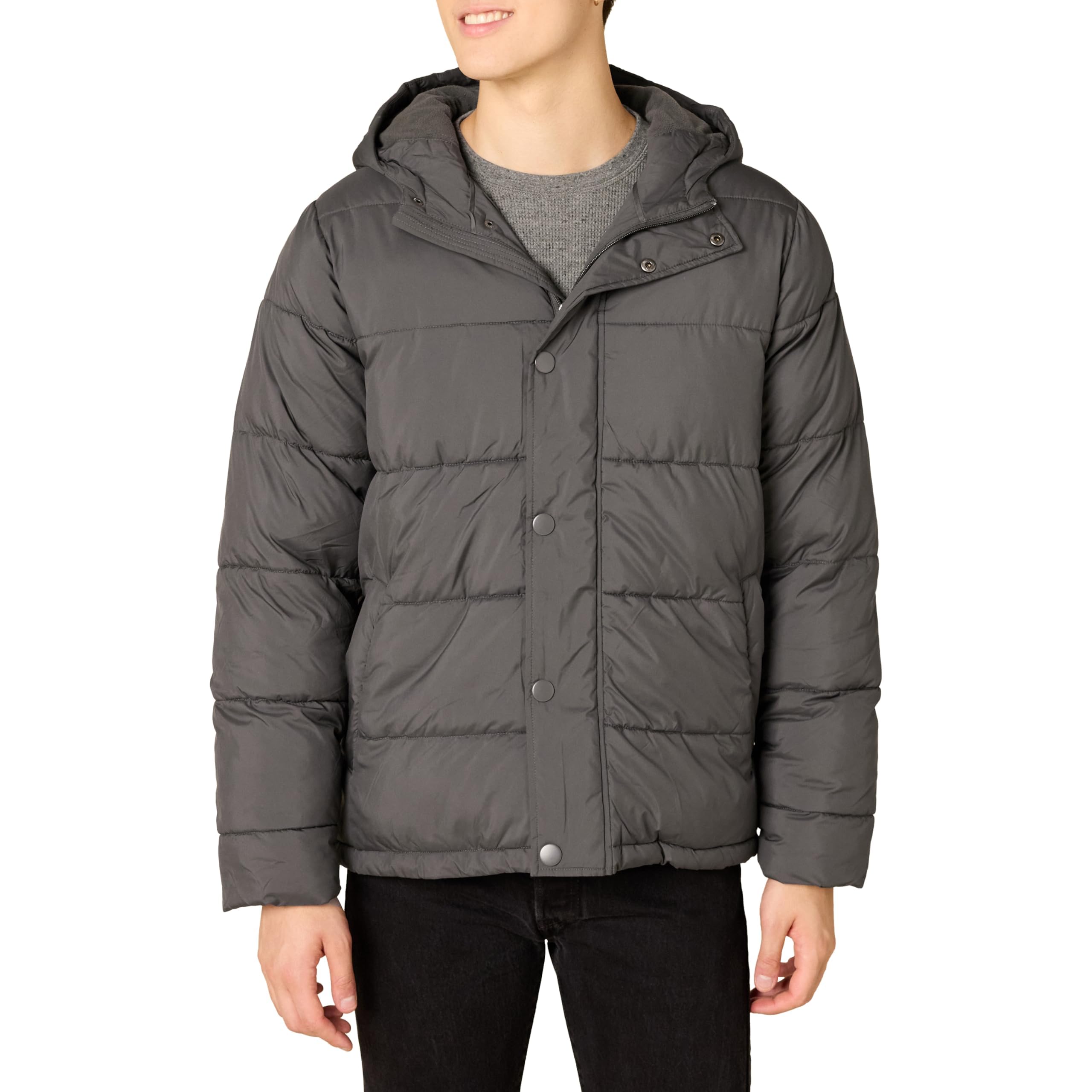 Amazon Essentials Men's Heavyweight Hooded Puffer Coat, Dark Grey, X-Large Image Amazon Essentials Men's Heavyweight Hooded Puffer Coat, Dark Grey, X-Large Image