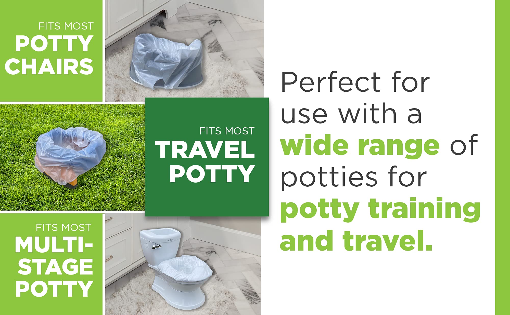 Pail Buddies 60 Refill Potty Bags: Absorbent, Disposable Liners Compatible with OXO Tot 2-in-1 Go Potty | Strong, Leak-Proof Bags Fits Most Travel Potties, Potty Chairs, Potty Seats & Portable Toilets