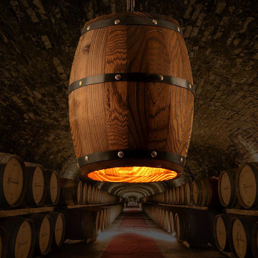 Retro Hanging Wood Wine Barrel Fixture Industrial Ceiling Pendant Lamp Creative Chandelier for Bar C
