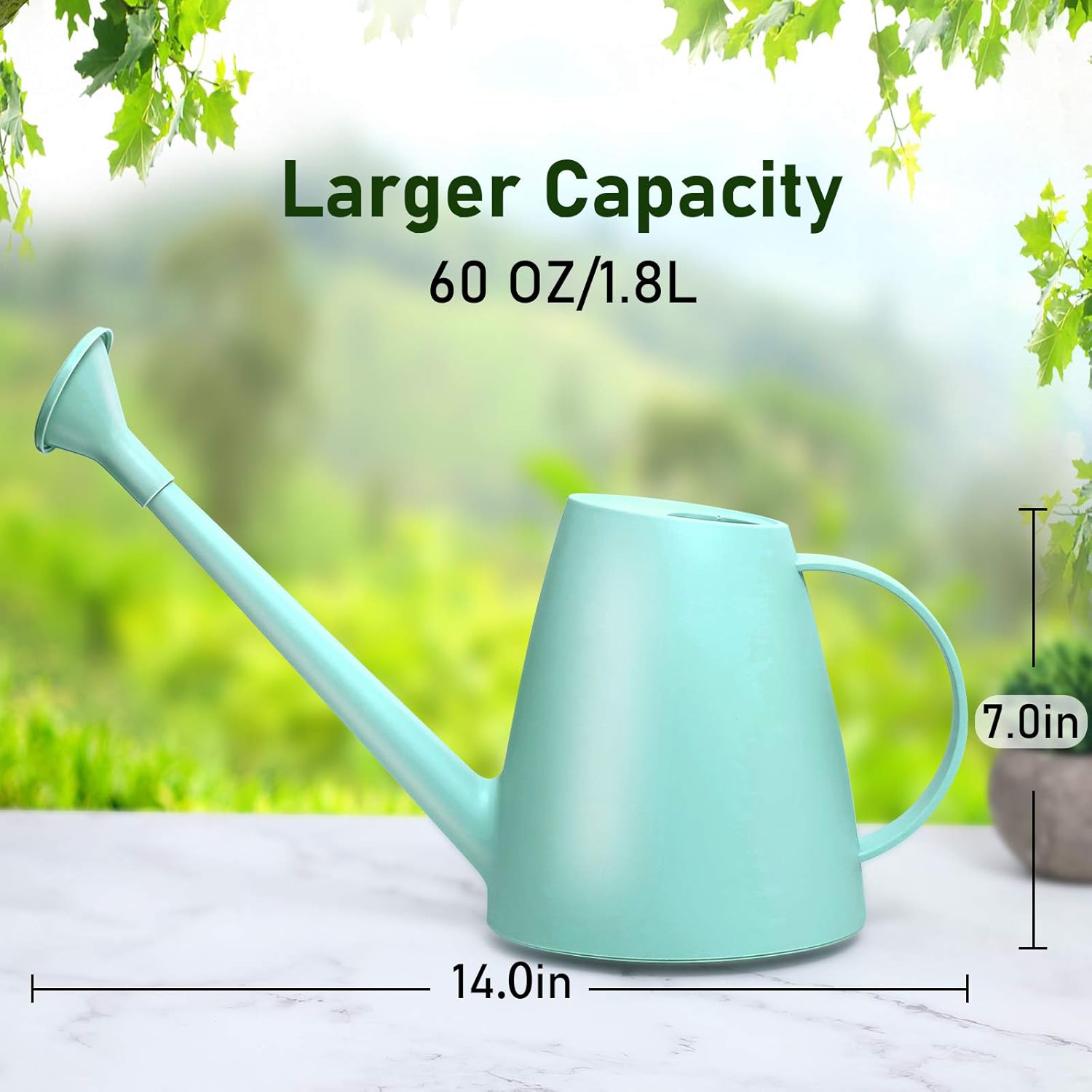 Qilebi Watering Can for Indoor Plants, Small Watering Cans for House Plant Garden Flower, Long Spout Water Can for Outdoor Watering Plants 1.8L 60oz 1/2 Gallon (Green) : Garden & Outdoor
