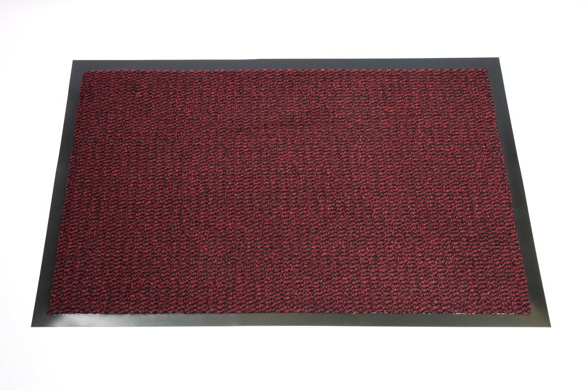 EHC Small Red/Black Door Rubber Backed Barrier Mat 90cm x150cm, 90 x