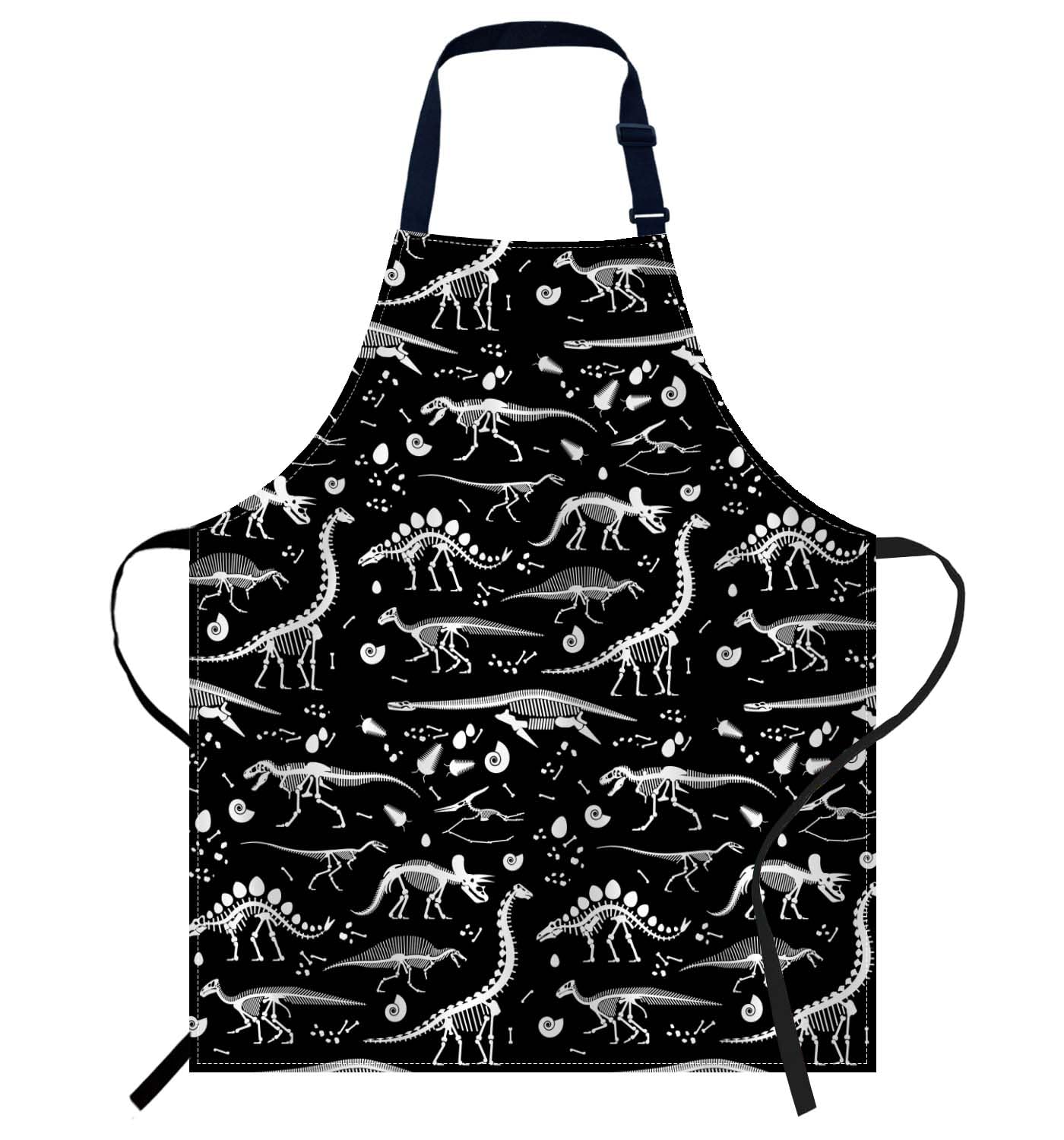 Smooffly Black and White Dinosaur Apron Unisex Adjustable Bib Apron Cooking Kitchen Chef Women Men Aprons for Home Kitchen, Restaurant,Coffee House,Shop,Garden