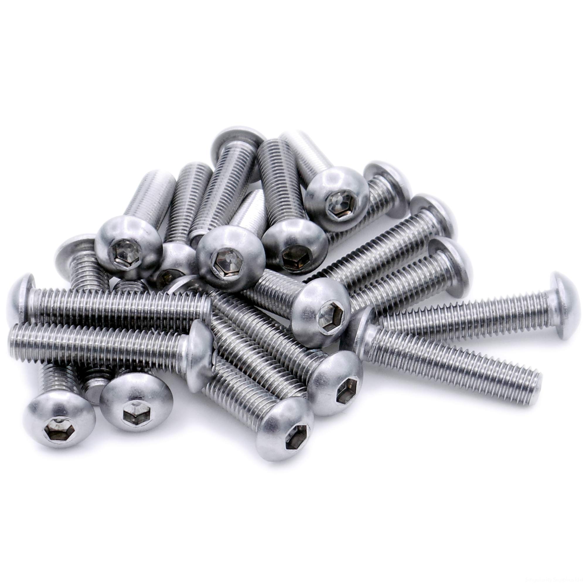 M4 (4mm x 12mm) Hex Socket Button Machine Screw (Bolt) - Stainless Steel (A2) (Pack of 20)