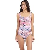 Profile by Gottex Karma Women’s Blue Multi Paisley Print Center Ruched Tankini with Underwire Foam D Cup Bra Swim Essential