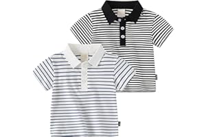 Striped Polos Shirts for Toddler Boys Short Sleeve Golf Polo Kids Boys Soft Cotton T-Shirt Cute School Uniform Tops