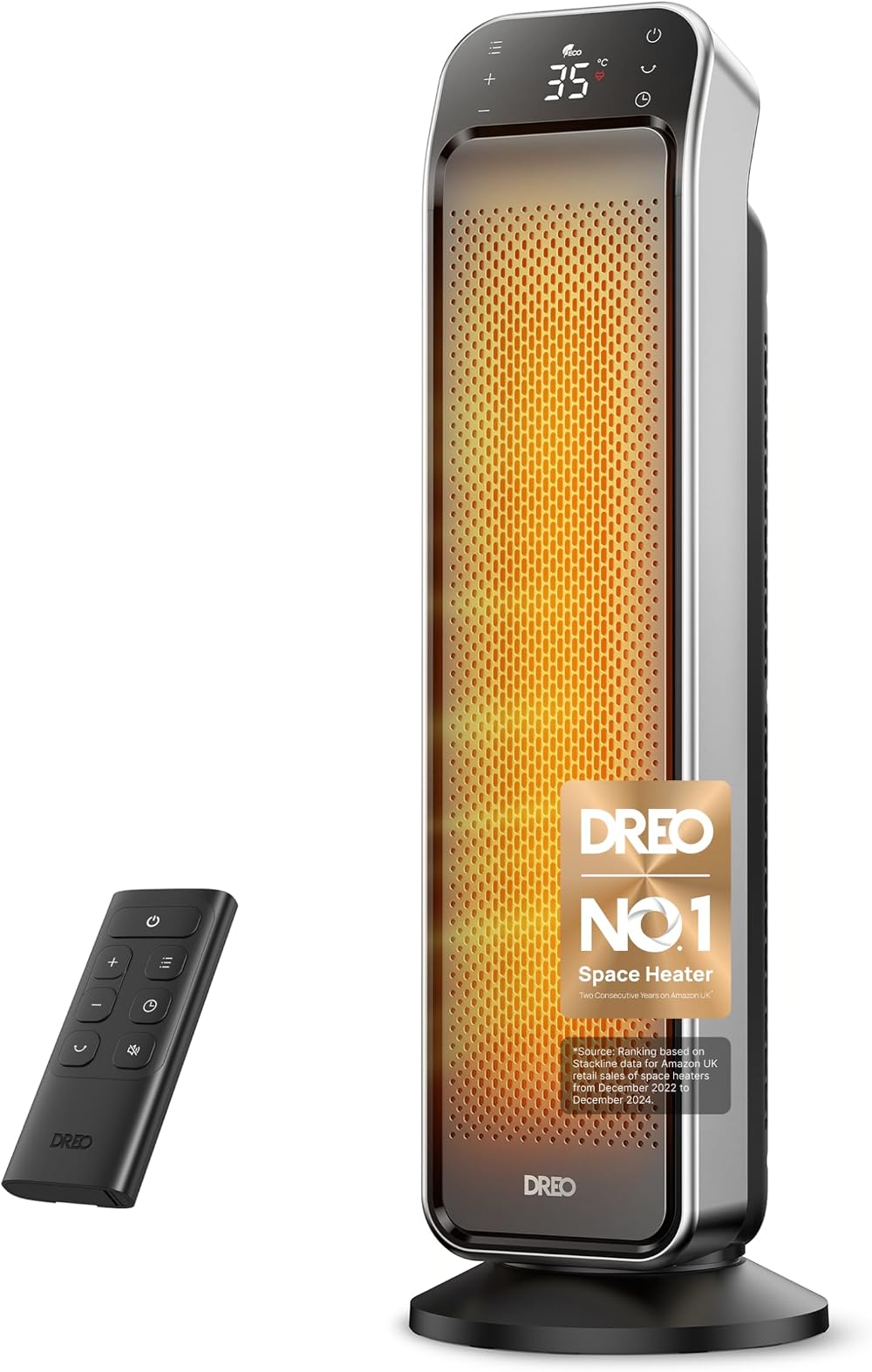 Dreo 25 Inch Ceramic Space Heater with Remote 70° Oscillation 4 Modes
