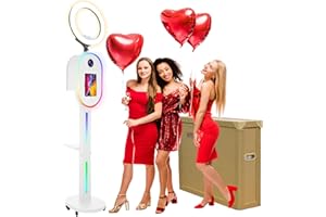 ZLPOWER Photo Booth for iPad 10.2" 10.9" 11" 12.9" 13" for Camera Dualuse Selfie Station Shell Stand APP Control RGB Ring Light Music Sync Light Box Photobooth Machine with Honeycomb Boxes for Rental