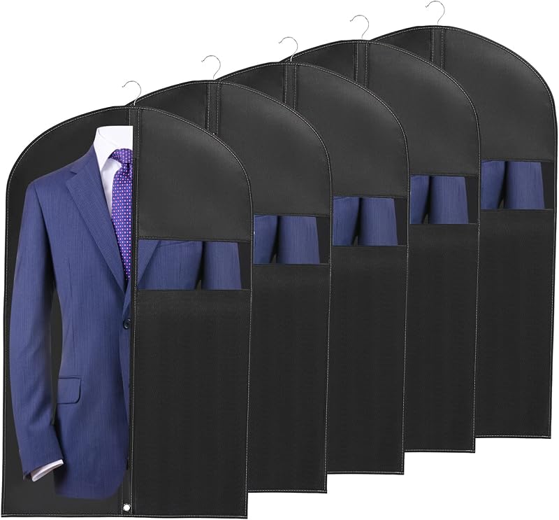 WAORZMK Garment Bags 5Pcs 24x40in Breathable Dustproof with Window