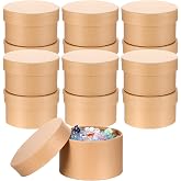 Limbeuuu 12 Pcs Round Paper Mache Box, Small Gift Box with Lid 3.35 Inch Nesting DIY Cardboard Craft Empty Boxes for Adults Decoupaging Painting Crafting Storing Jewelry Treasure