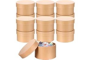 Limbeuuu 12 Pcs Round Paper Mache Box, Small Gift Box with Lid 3.35 Inch Nesting DIY Cardboard Craft Empty Boxes for Adults Decoupaging Painting Crafting Storing Jewelry Treasure