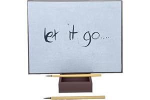Blossomsie Buddha Zen Board with 2 Bamboo Brushes and Stand, Buddha Water Drawing Board for Mindfulness Meditation & Relaxation, Japanese Water Painting Board, Ideal Relaxation Gifts for Women or Men