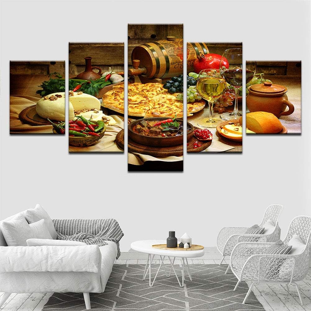 KKJJ Canvas Kitchen Wall Art Western Food, Gilcee Panoramic