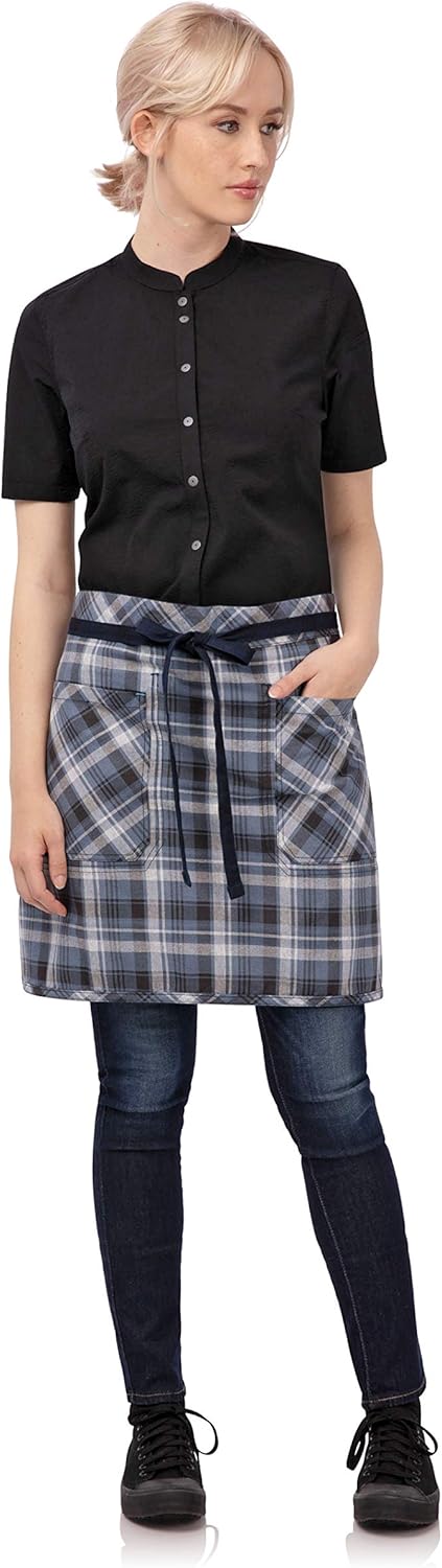 Chef Works mens Unisex Olympia Half Bistro Aprons, Navy, 19 L X 31.7 W US: Clothing