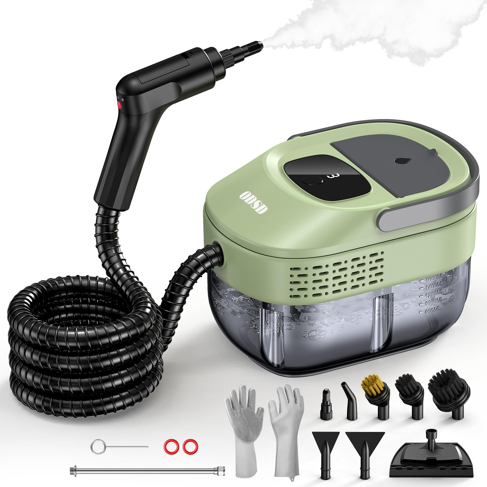 Photo 1 of ODSD Steam Cleaner for Home & Car, 3-Level Adjustable Steamer for Cleaning, 15s Heat-Up & 1.6L Large Tank, Handheld Steam Cleaner for Car Detailing, Home, Tile, Grout, Furniture with 15pcs Accessories