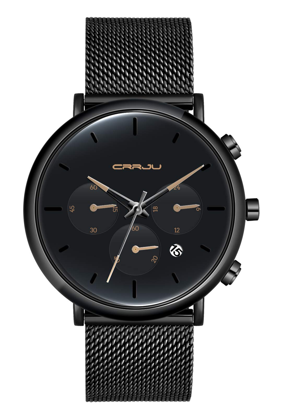 MicLee Men's Wrist Watches, Quartz Watch, Multi-Function Business Watch, Casual Watch, with Calendar, Alloy Watch, Mineral Glass dial Window, Stainless Steel mesh Band