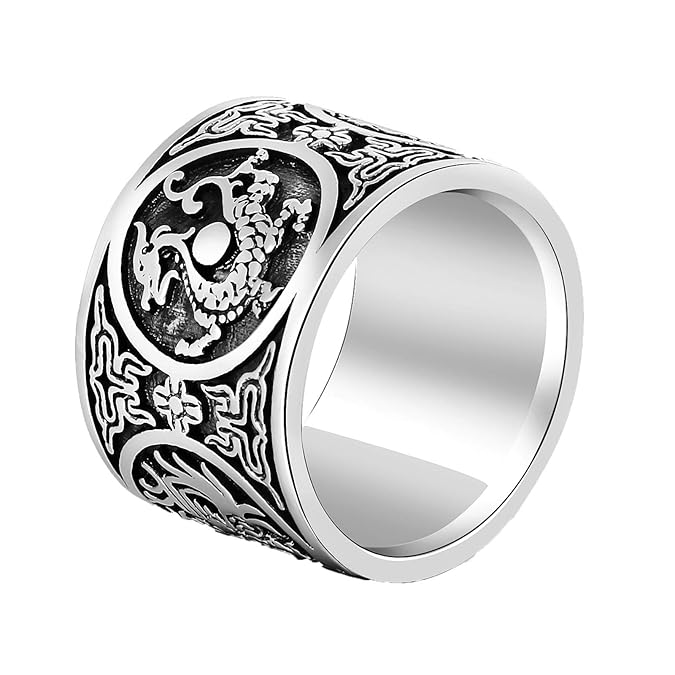 Epinki 925 Silber Herren Ringe Retro Tier Bandringe Allergiefrei Herrenringe