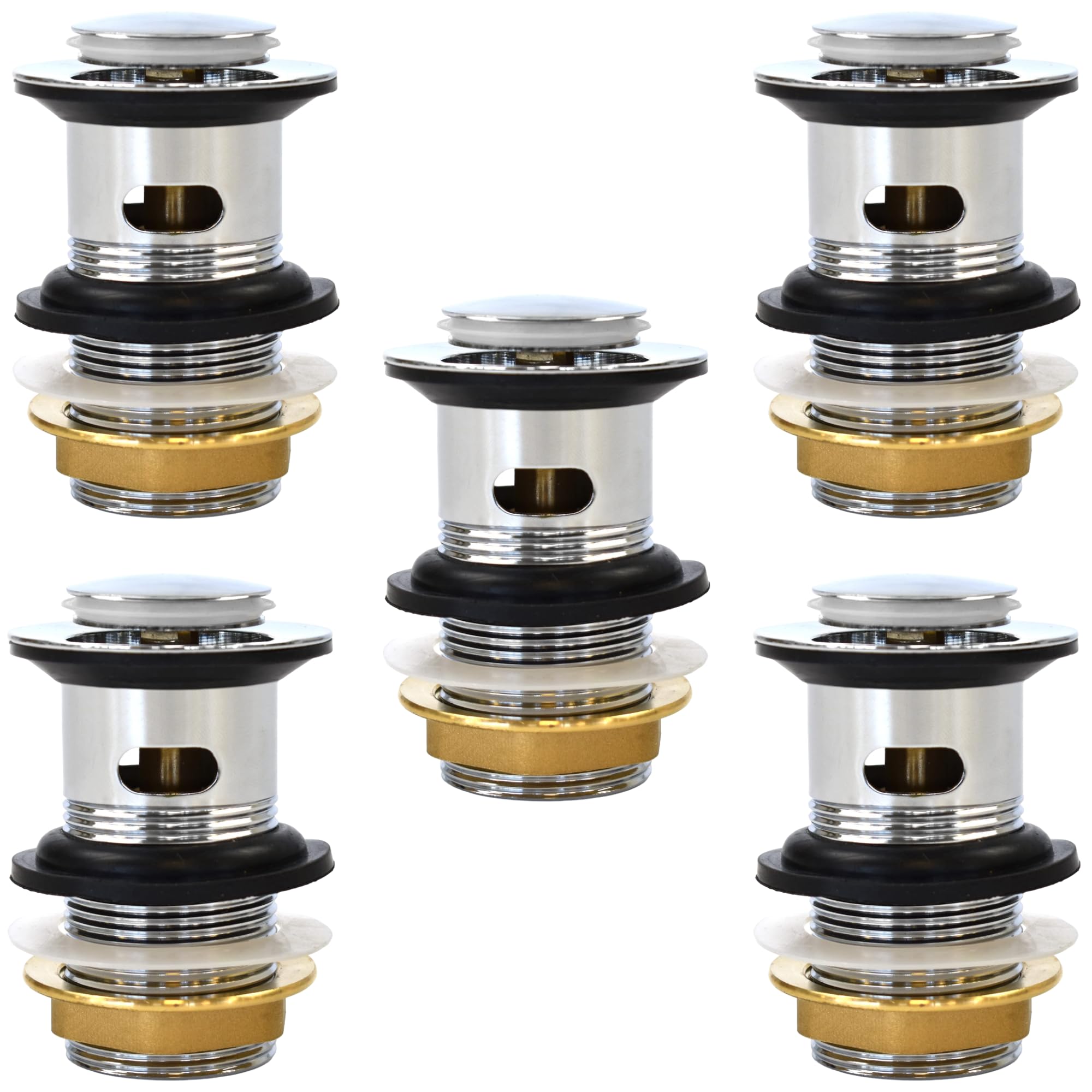 Xcel Home Replacement Slotted Chrome Click Clack Basin Waste | Brass Pop Up Sink Basin Plug | Standard G 1 1/4" BSP Connection (Standard | 5 Waste)