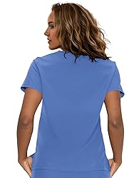 floralhue Scrub Tops for Women, Curved V-Neck Scrub
