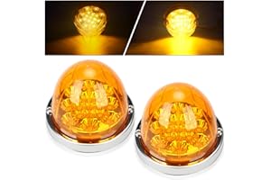JZYZQBX 2PCS Watermelon Lights, 17 LED Dual Function Watermelon Light, Amber Lens with Stainless Steel Bezel Stop Turn Signal Marker Lights, for Kenworth Freightliner Peterbilt Semi Trucks Trailers