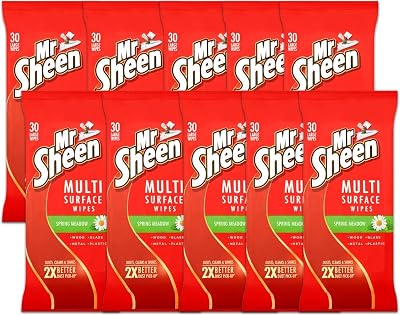 Mr Sheen Multi Surface Wipes Clean Dust Wood Glass Metal Plastic Spring Meadow