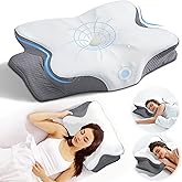 Cervical Neck Pillow for Pain Relief, Ergonomic Memory Foam Pillows for Sleeping, Neck Support Pillows for Sleeping with Pill