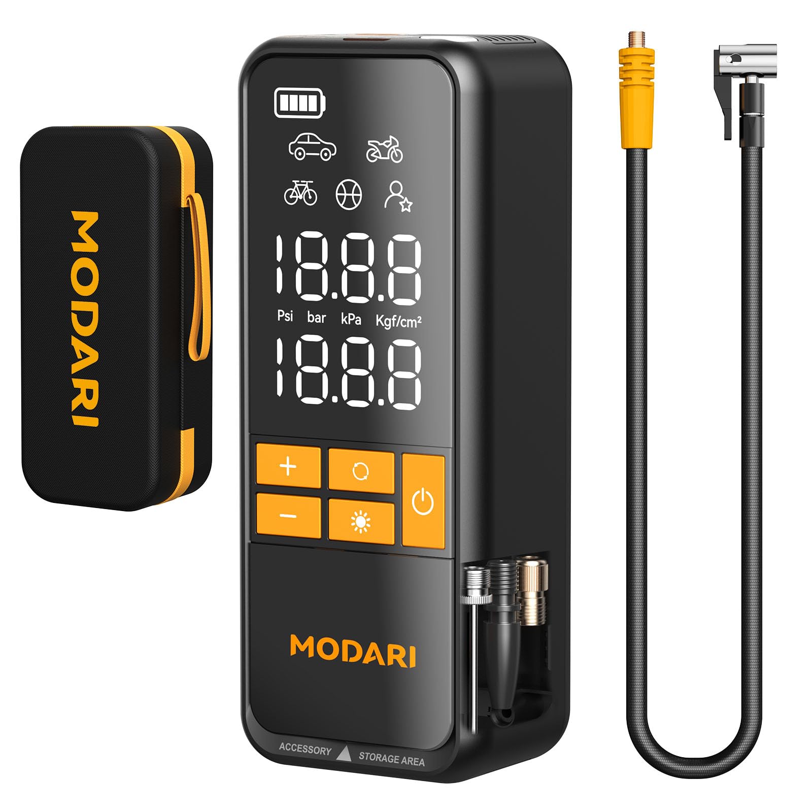 Photo 1 of MODARI Tire Inflator Portable Air Compressor, 5X Faster 160 PSI Portable Tire Inflator for Car with Carrying Case, Built-in Magnetic Storage, Auto Shut-Off Cordless Air Pump for Car Tires, SUV, Truck