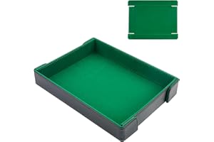 Buweeo PU Leather Dice Tray Magnetic Folding Dice Rolling Mat with Green Felt Lining for Dice Games Portable Tabletop Board Games Tray