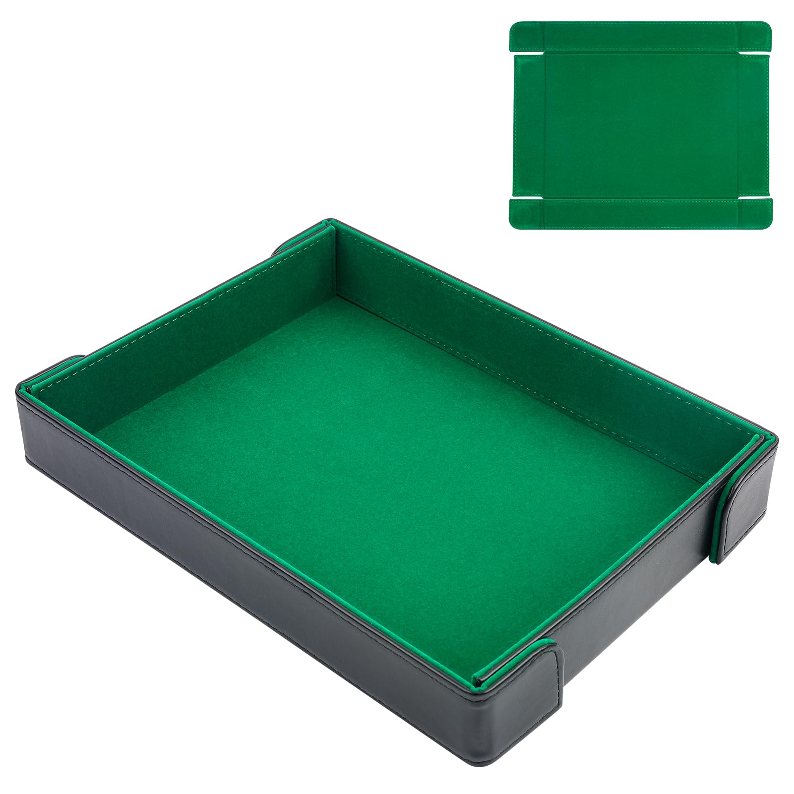 Photo 1 of Buweeo PU Leather Dice Tray Magnetic Folding Dice Rolling Mat with Green Felt Lining for Dice Games Portable Tabletop Board Games Tray