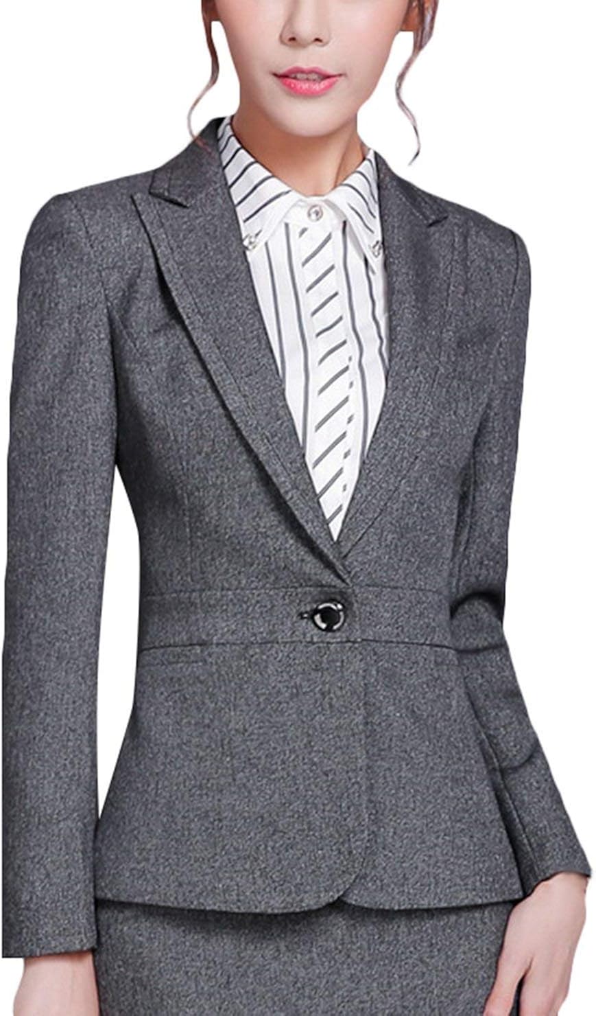 Women's Suit Elegant Slim Fit Autumn Cardigan Blazer Solid Color Button