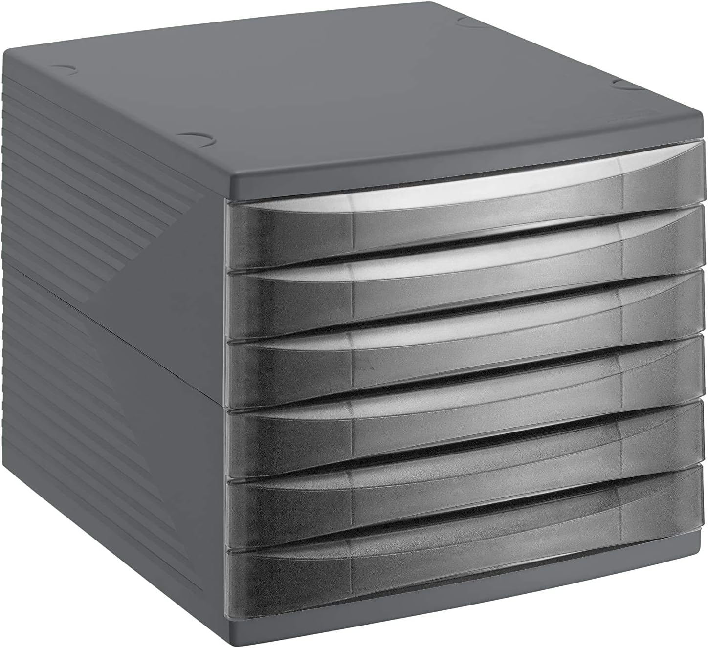 Rotho, Quadra, Drawer box / office box with 6 drawers, Plastic (PS) BPA-free, black, 36,5 x 28,0 x 25,0 cm