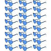 NACHLYNN 24 Pairs Blue Heart Sunglasses for Women Rimless Heart Shaped Sunglasses Candy Color Heart Glasses for Party Favors