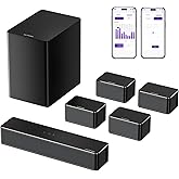 ULTIMEA 7.1 Sound Bars for Smart TV, 4 Wired Surround Speakers, Virtual Surround Sound System, 410W Peak Power, App Control, 