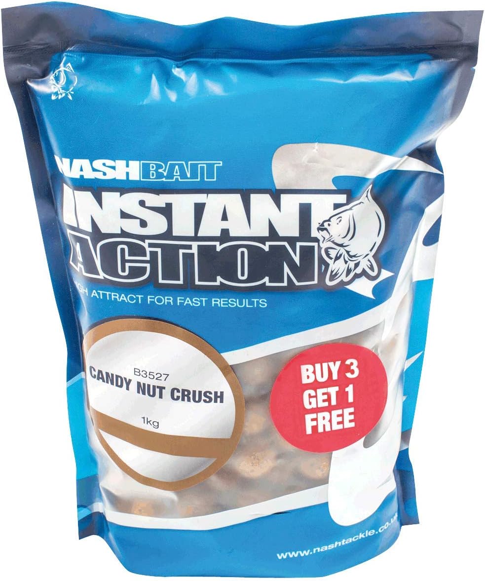 Nash Bait Instant Action Boilies 1kg Bag: Candy Nut Crush: 20mm