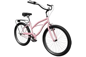 MarKnig Beach Cruiser Bike, 24/26 inch Commuter Bicycle for Adult Men and Women, Comfortable City Bikes with Rear Rack or Basket