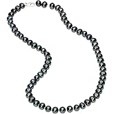Lavari Jewelers Black Pearl Necklace in 925 Sterling Silver 36 Inches Long with Lobster Claw Clasps 6-7 mm Wide