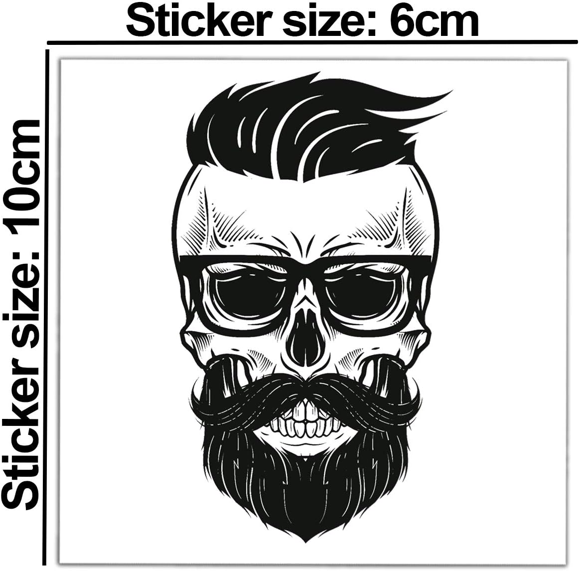 SkinoEu® 2 x Vinyl Self-Adhesive Stickers Skull Beard Modern Laptop iPad Car Window Auto Moto Motorcycle Helmet Bike Skate Truck Racing Tuning B 108 - Image 3