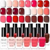 GELLEN Regular Non-Gel Nail Polish Set 12 Colors Scarlet Romance Collection | 12 Red Shades 10 mL Each Air-Dry Non-Gel Polish For Holiday Looks Valentine's Day And Everyday Nail Art