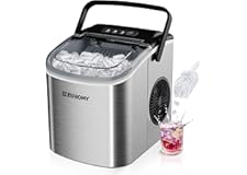 EUHOMY Countertop Ice Maker Machine with Handle, 25.5lbs in 24Hrs, 9 Ice Cubes Ready in 6 Mins, Auto-Cleaning Portable Ice Ma